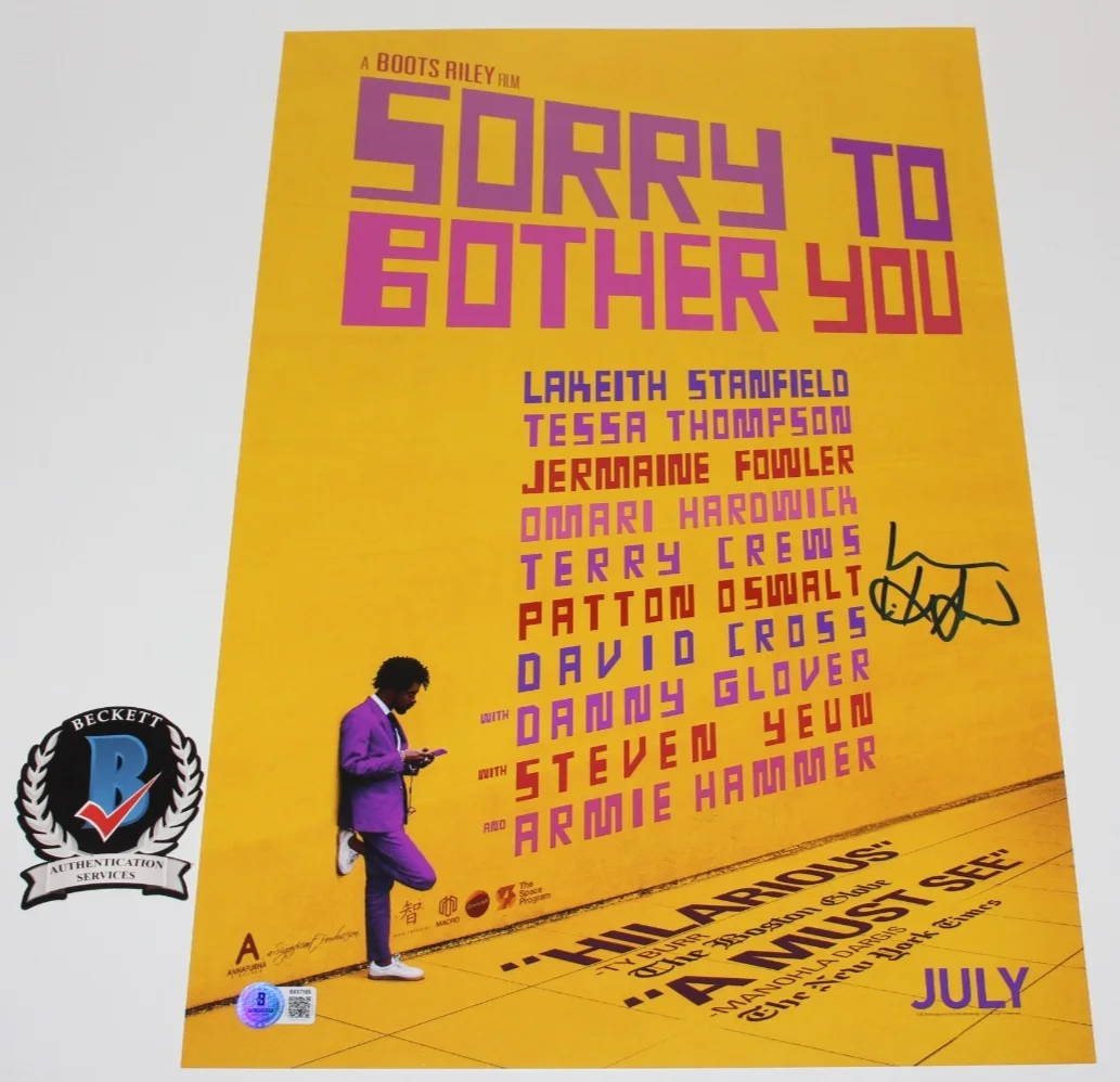 LAKEITH STANFIELD SIGNED 'SORRY TO BOTHER YOU' 12x18 MOVIE POSTER BECKETT COA, изображение 2