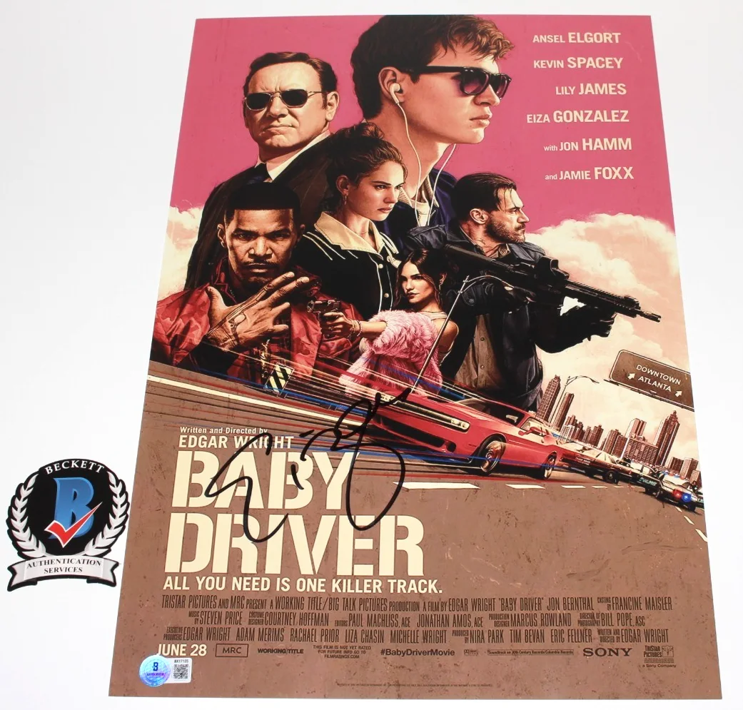 EIZA GONZALEZ SIGNED 'BABY DRIVER' 12x18 MOVIE POSTER 2 ACTRESS BECKETT BAS COA, изображение 2