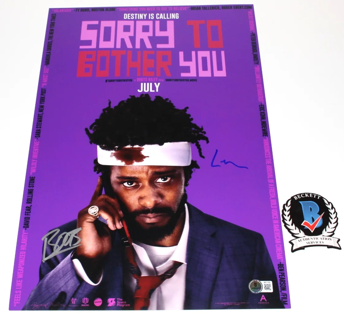 BOOTS RILEY & LAKEITH STANFIELD SIGNED SORRY TO BOTHER YOU POSTER BECKETT COA, image 2