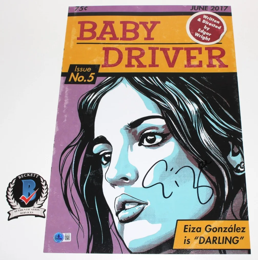 EIZA GONZALEZ SIGNED 'BABY DRIVER' 12x18 MOVIE POSTER ACTRESS BECKETT BAS COA, изображение 2