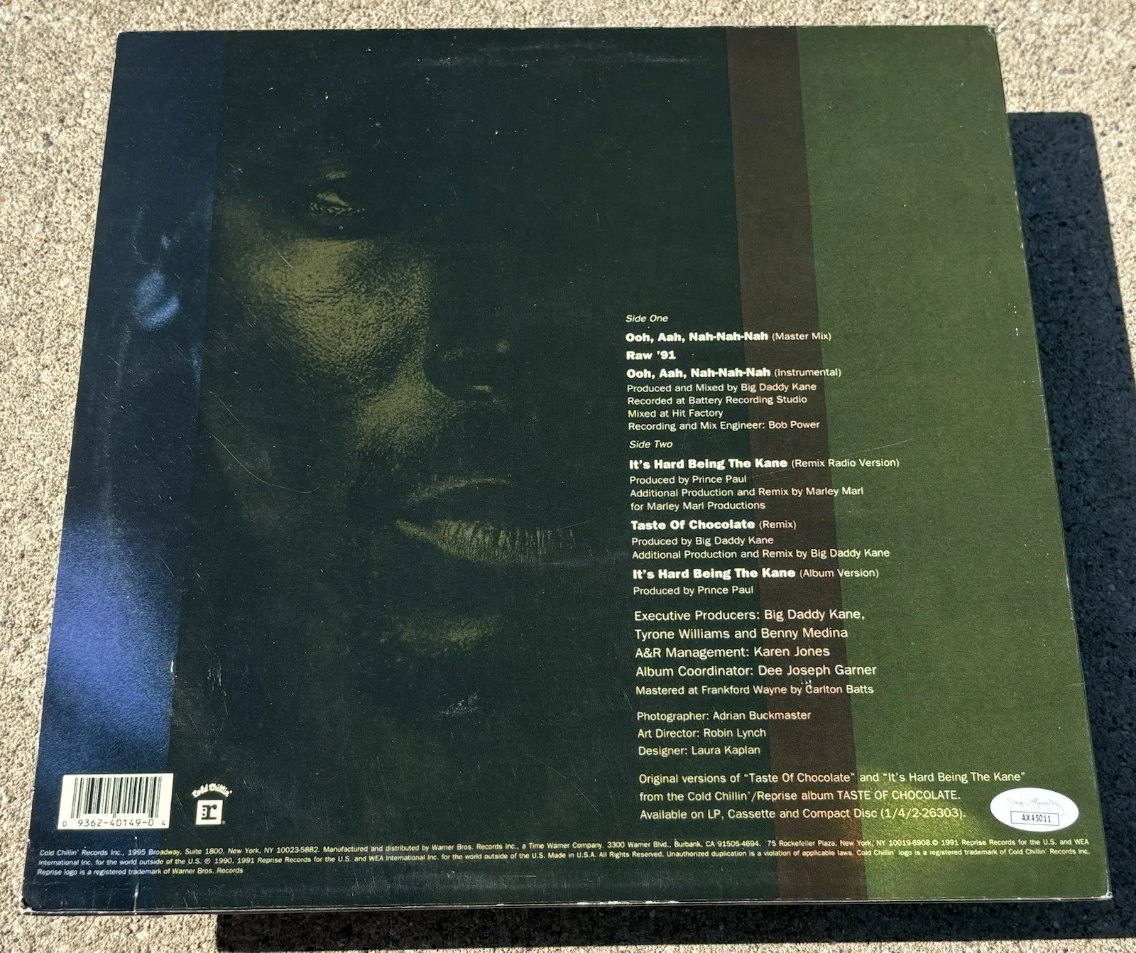 BIG DADDY KANE SIGNED Raw 91 Vinyl JSA COA RAP Hip Hop, image 3