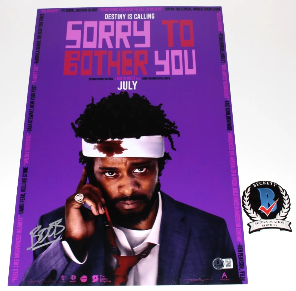 DIRECTOR BOOTS RILEY SIGNED SORRY TO BOTHER YOU 12x18 MOVIE POSTER BECKETT COA, изображение 2