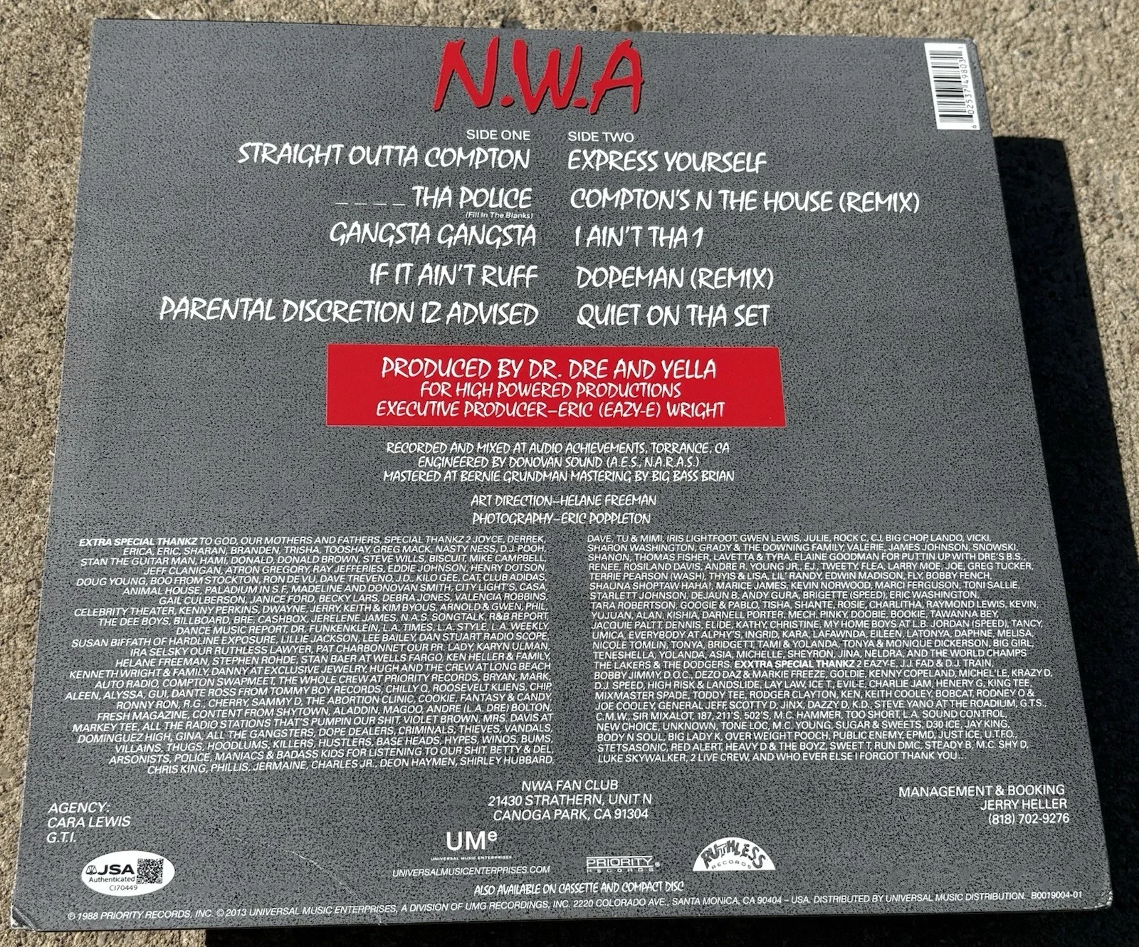 ICE CUBE N.W.A. SIGNED Vinyl JSA COA RAP HIP HOP Straight Outta Compton, image 3
