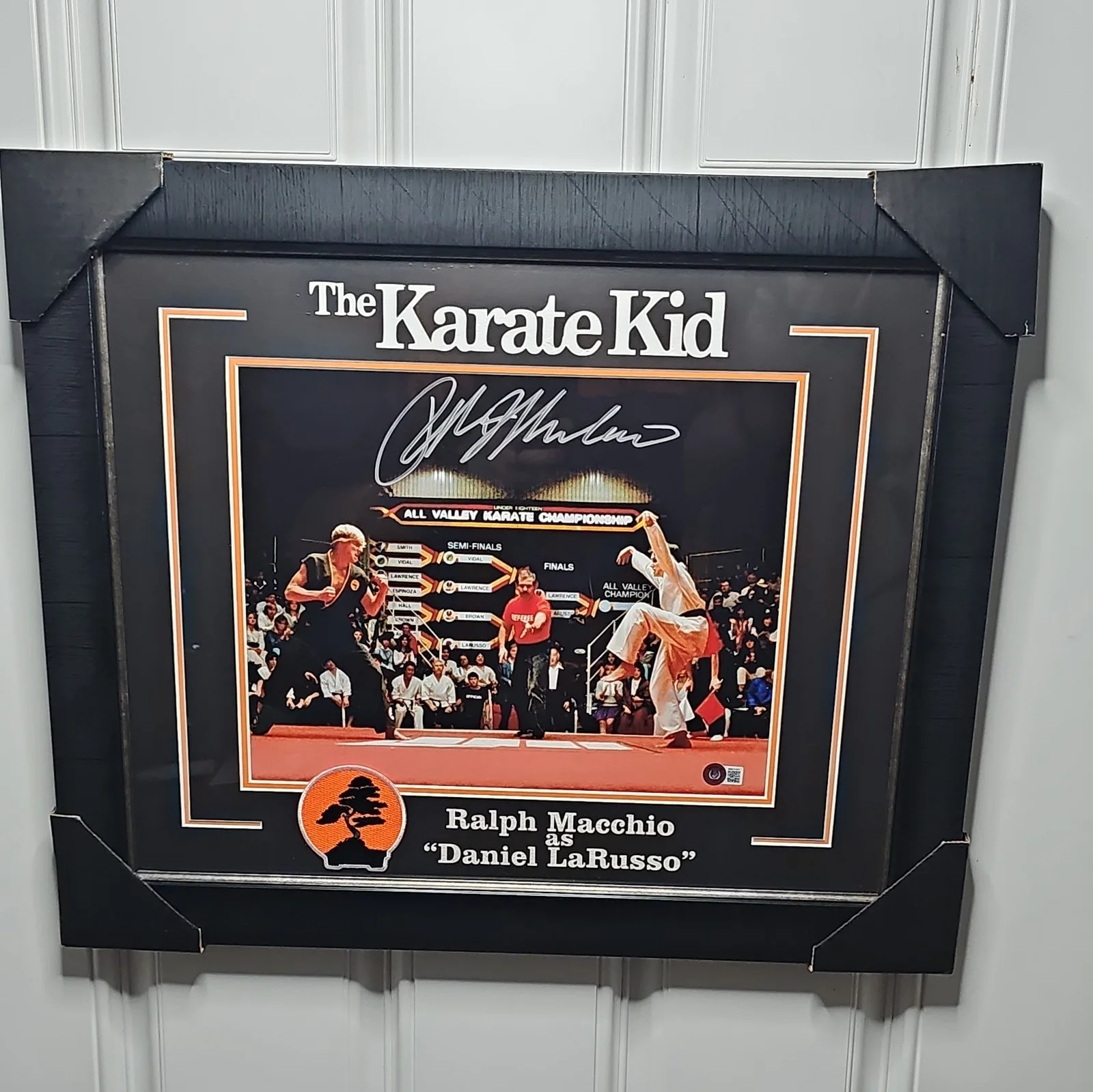 Ralph Macchio — Karate Kid Movie Framed Autographed Daniel Larusso miyagi-do patch authenticated, image 5