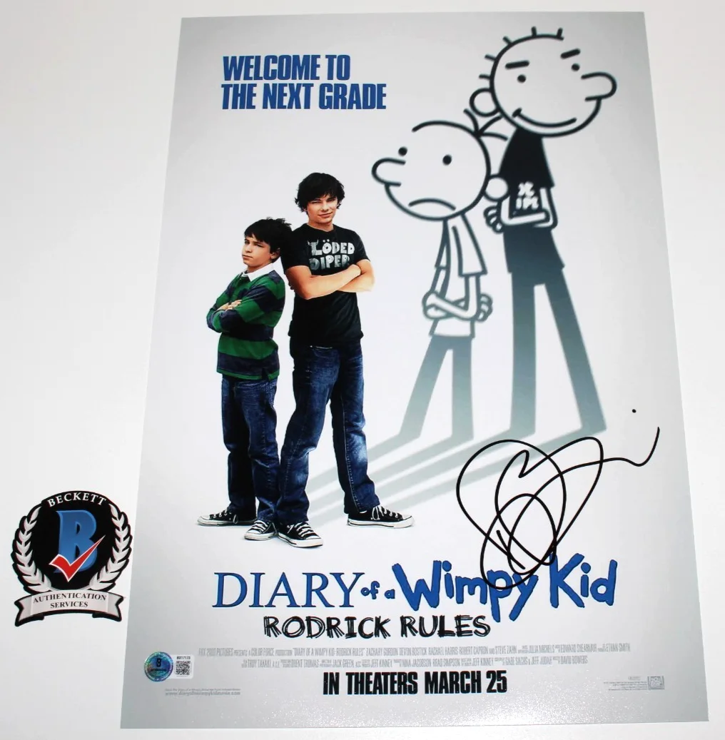 DEVON BOSTICK SIGNED DIARY OF A WIMPY KID RODRICK RULES 12x18 POSTER BECKETT COA, image 2
