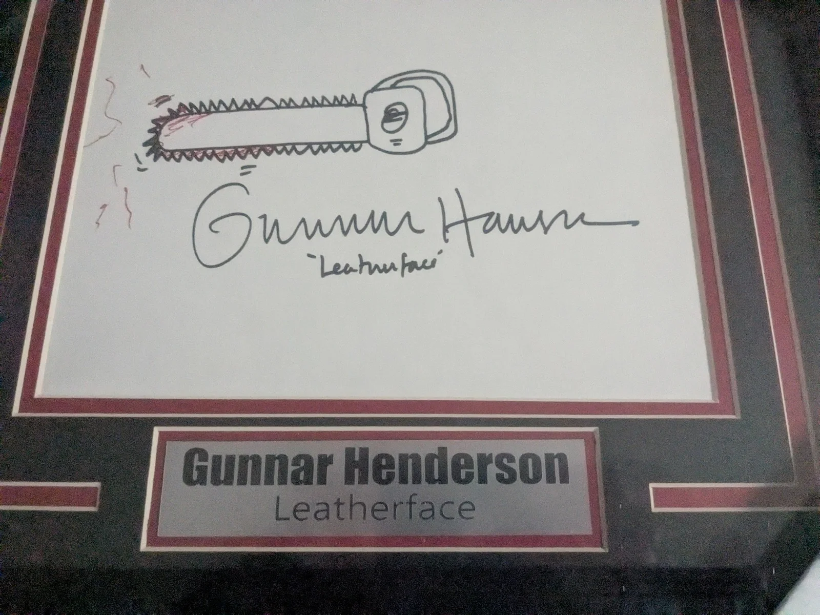 GUNNAR HANSEN Signed Drawing FRAME Leatherface Texas Chainsaw Massacre BAS COA A, image 2