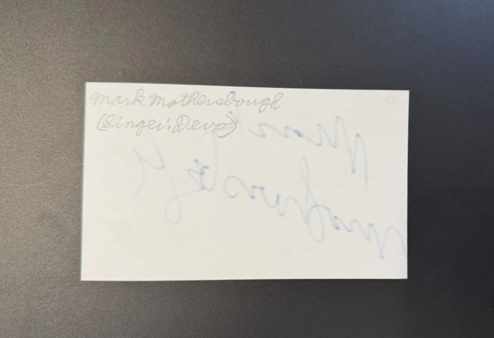 Mark Mothersbaugh Signed 3x5 Cut Card DEVO Rugrats Composer Autograph, image 2