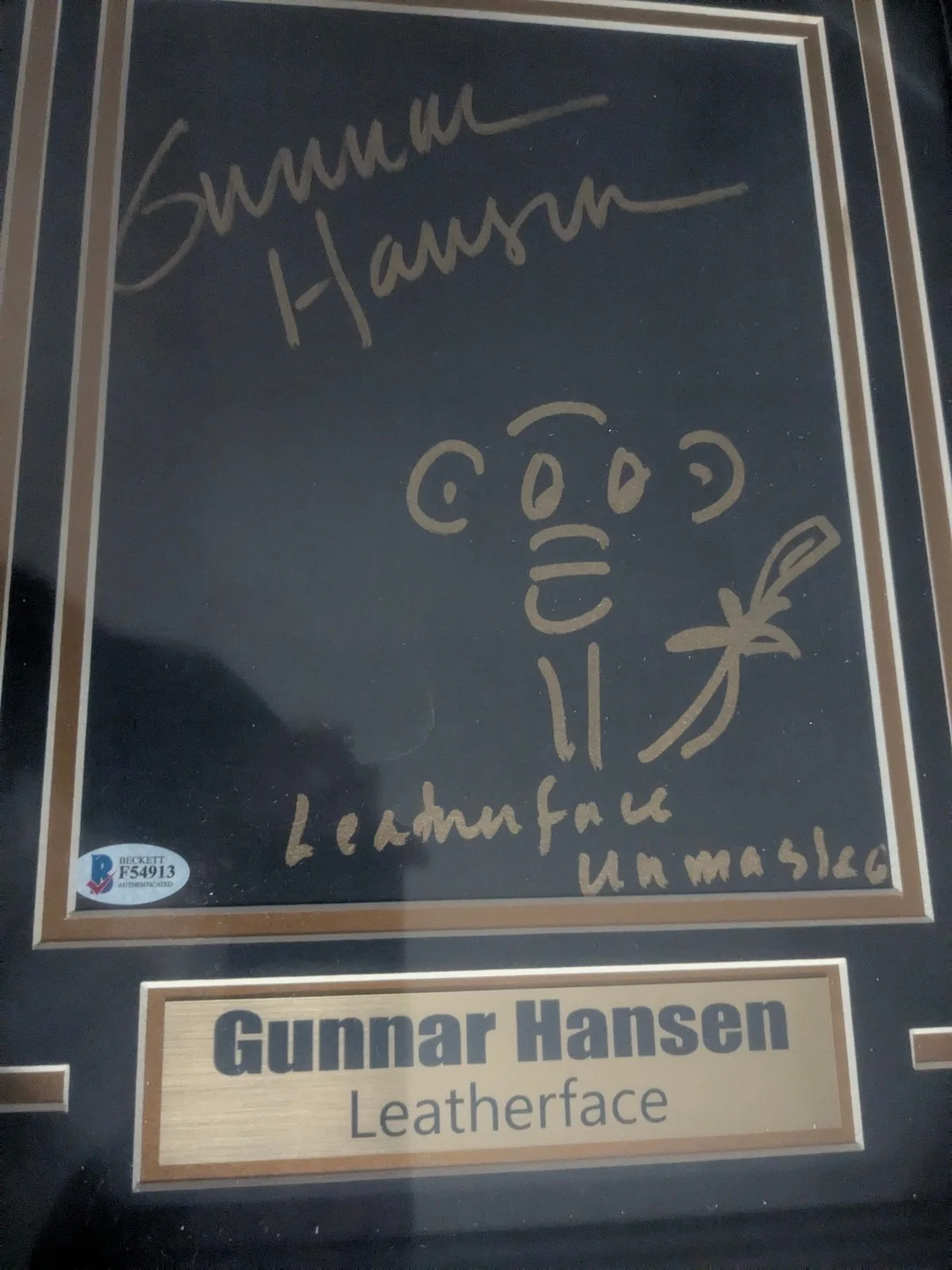 GUNNAR HANSEN Signed Drawing FRAME Leatherface Texas Chainsaw Massacre BAS COA B, image 2