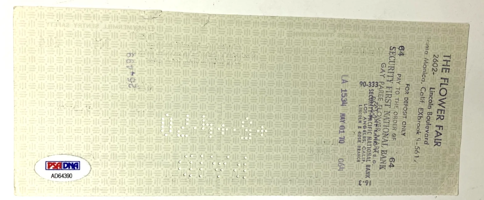 Ava Gardner — AVA GARDNER Signed Personal Check Autograph PSA #AD64390, image 5