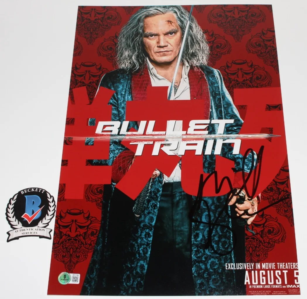 MICHAEL SHANNON SIGNED 'BULLET TRAIN' 12x18 MOVIE POSTER BECKETT BAS COA, изображение 2