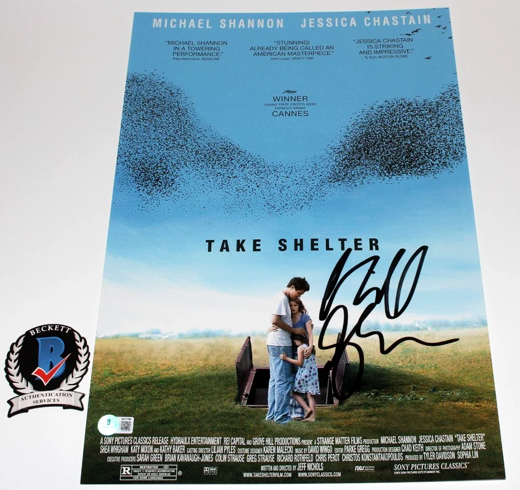 MICHAEL SHANNON SIGNED 'TAKE SHELTER' 12x18 MOVIE POSTER BECKETT BAS COA, image 2