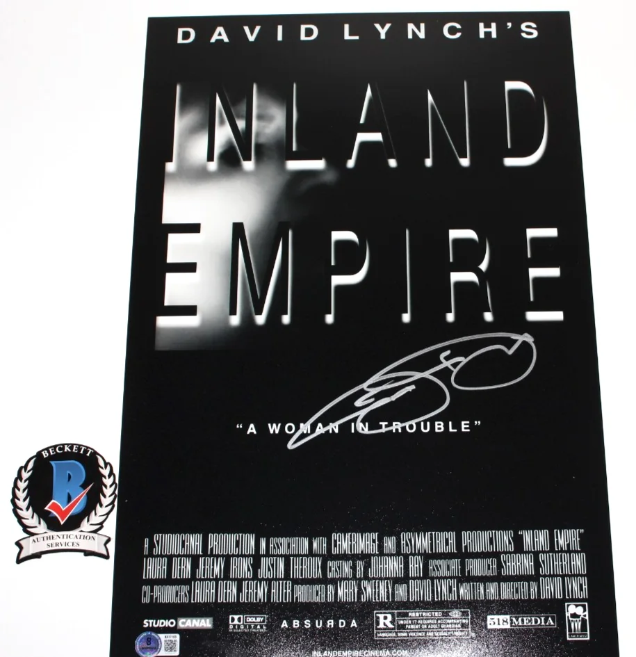 JUSTIN THEROUX SIGNED 'INLAND EMPIRE' 12x18 MOVIE POSTER BECKETT BAS COA, изображение 2