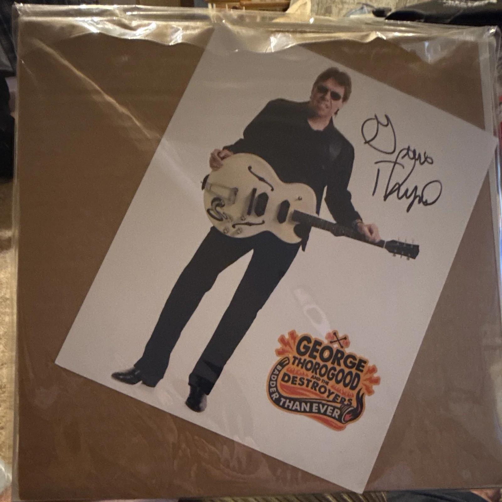 George Thorogood & The Delaware Destroyers Signed Record w/ Signed Photo, изображение 2
