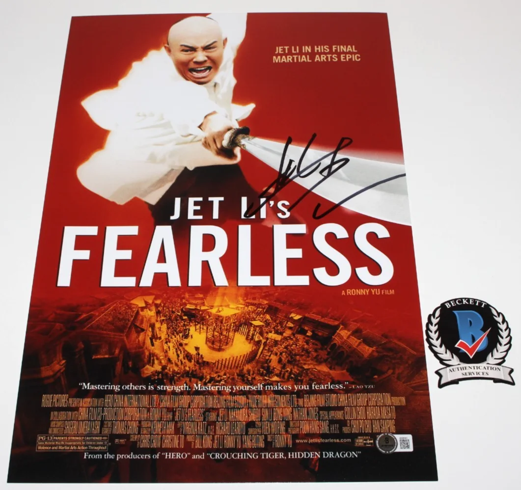 JET LI SIGNED 'FEARLESS' 12x18 MOVIE POSTER AUTOGRAPJ BECKETT BAS COA PROOF, изображение 2