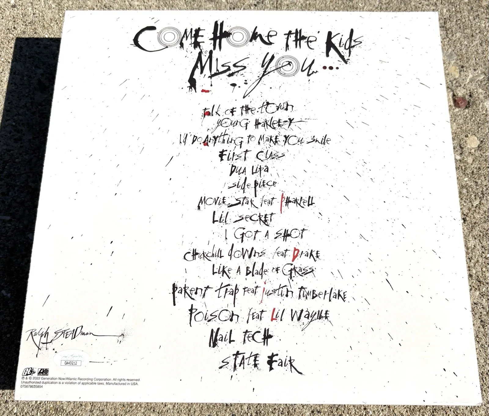 JACK HARLOW SIGNED White Vinyl JSA COA RAP HIP HOP Come Home The Kids Miss You, изображение 3