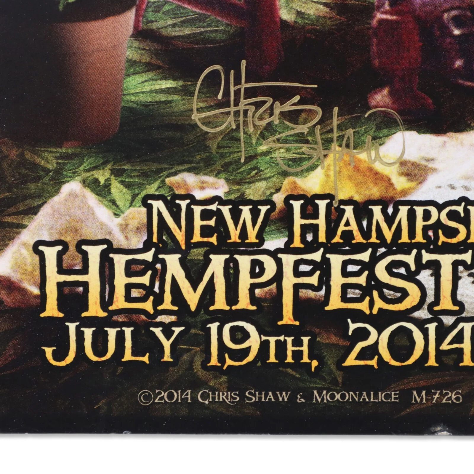Moonalice Poster NH Hempfest Signed Chris Shaw M726 Lithograph 07/19/2014, изображение 3