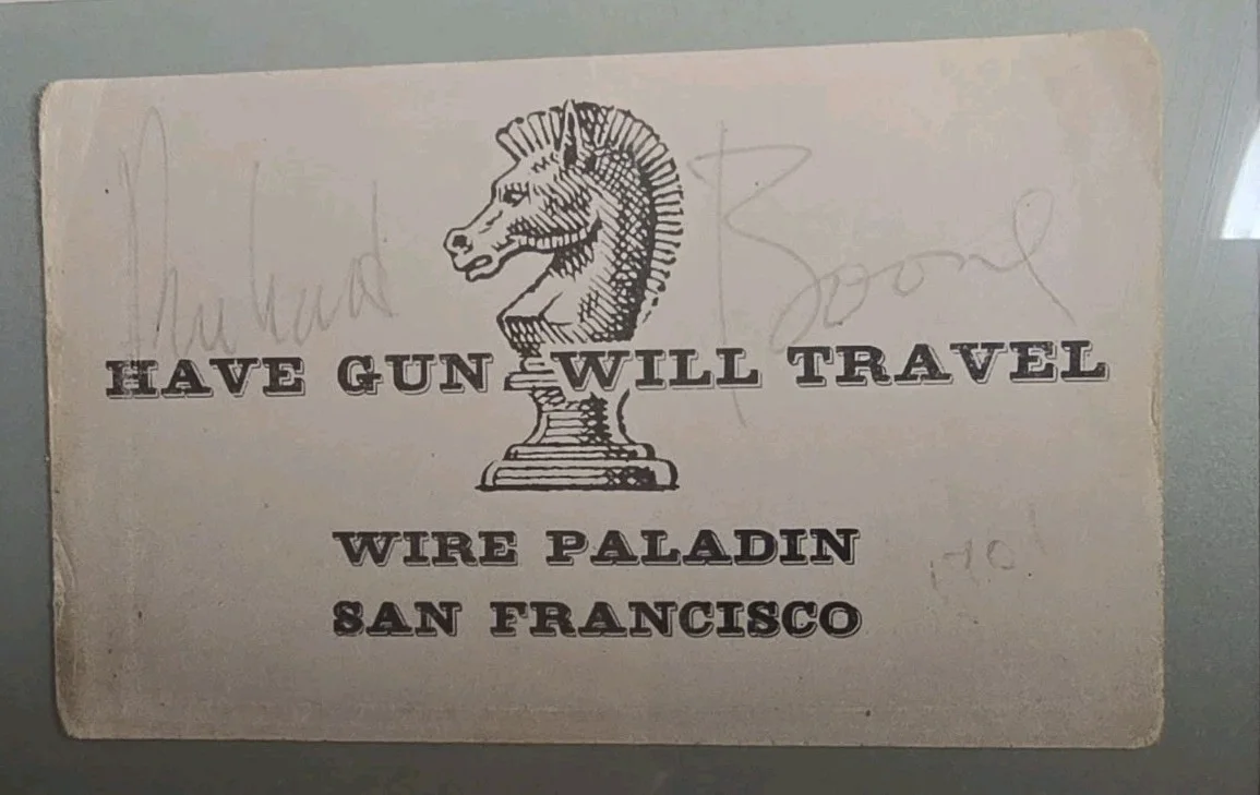 RICHARD BOONE Signed Autograph Business Card Have Gun Will Travel Paladin COA, изображение 2