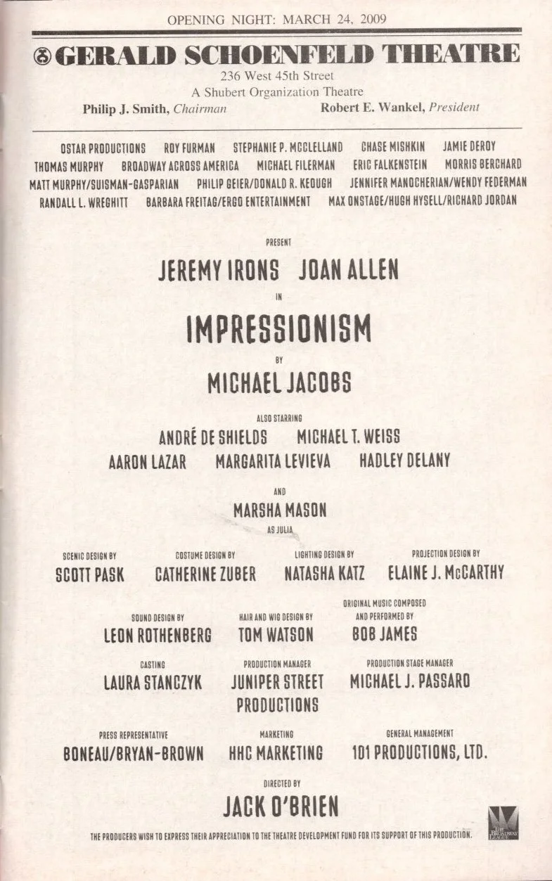 Cast — Impressionism Signed Autographed Cast Playbill Jeremy Irons Joan Allen +, изображение 2