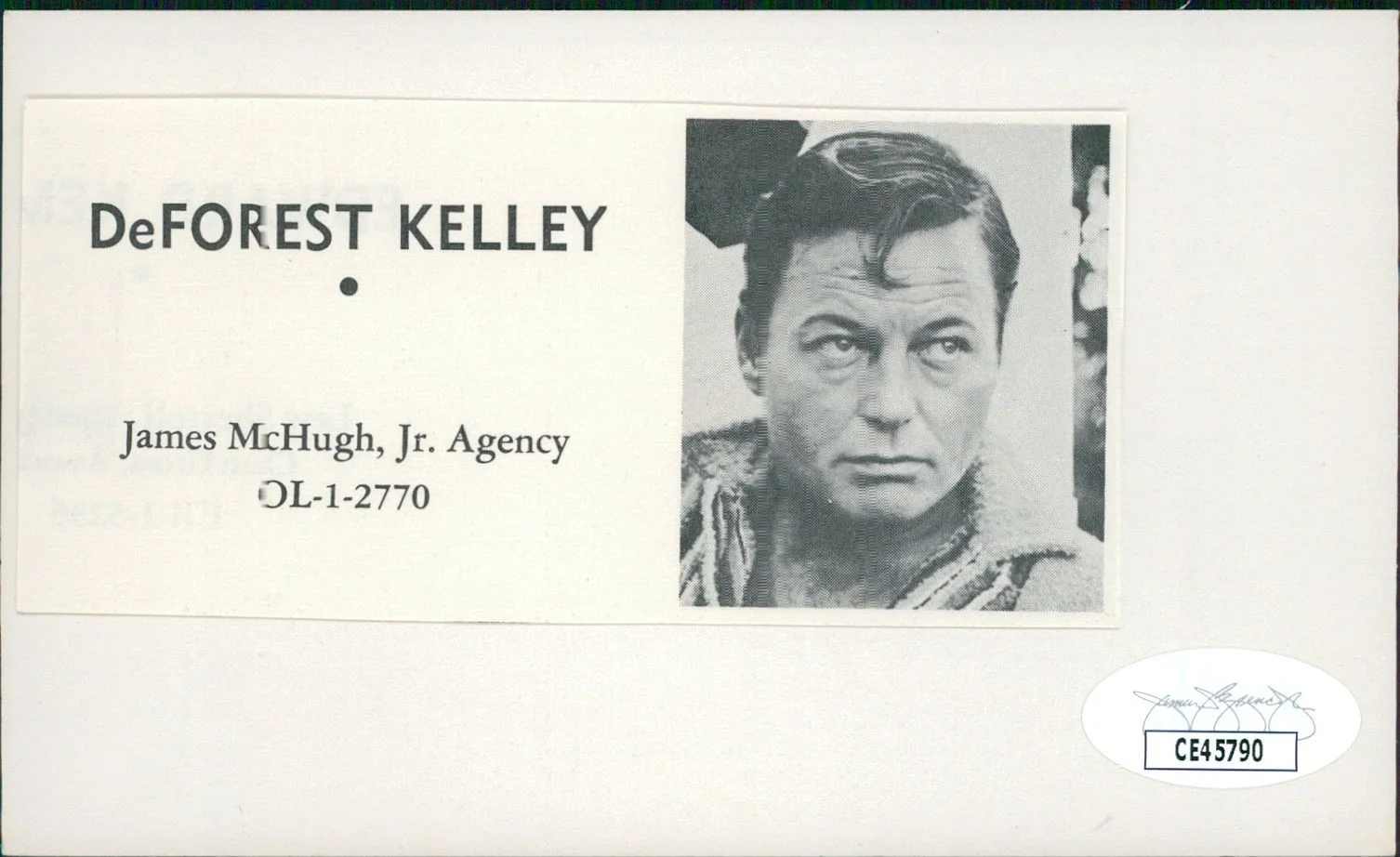 DeForest Kelley — DeForest Kelley Star Trek Actor Signed 3x5 Index Card JSA Authentic Personalized, image 2