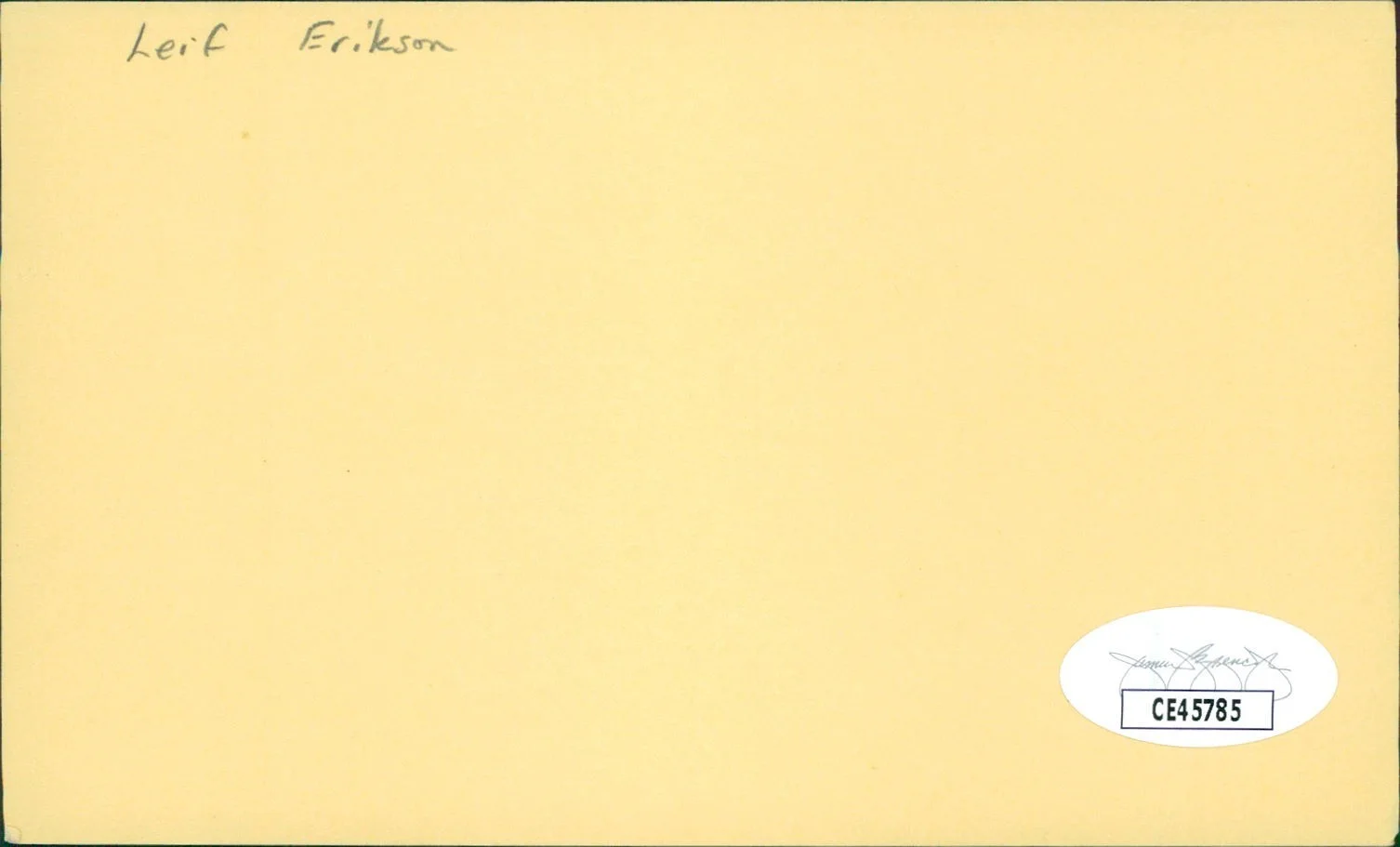 Leif Erickson — Leif Erickson Actor Signed 3x5 Index Card JSA Authenticated Personalized, image 2