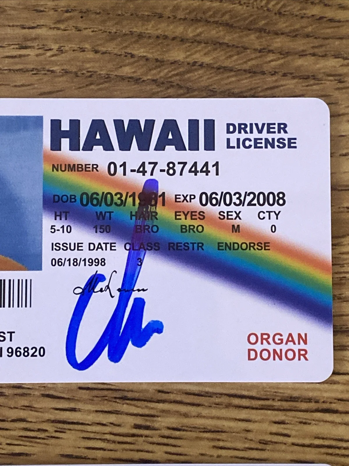 Christopher Mintz-Plasse — Christopher Mintz-Plasse Autographed Mclovin Fake ID License, image 2