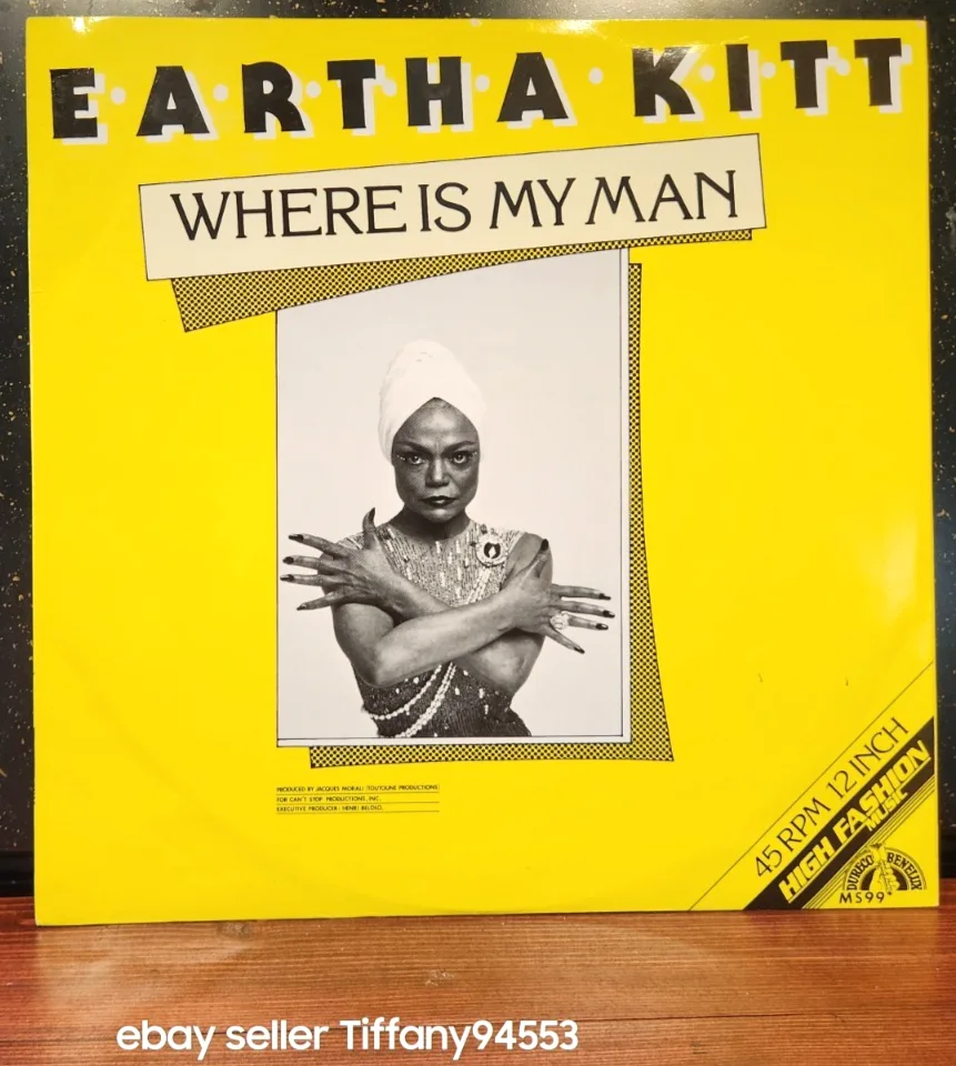 Eartha Kitt AUTOGRAPHED Where is My Man 45 rpm 12" Maxi Single 1983, изображение 4