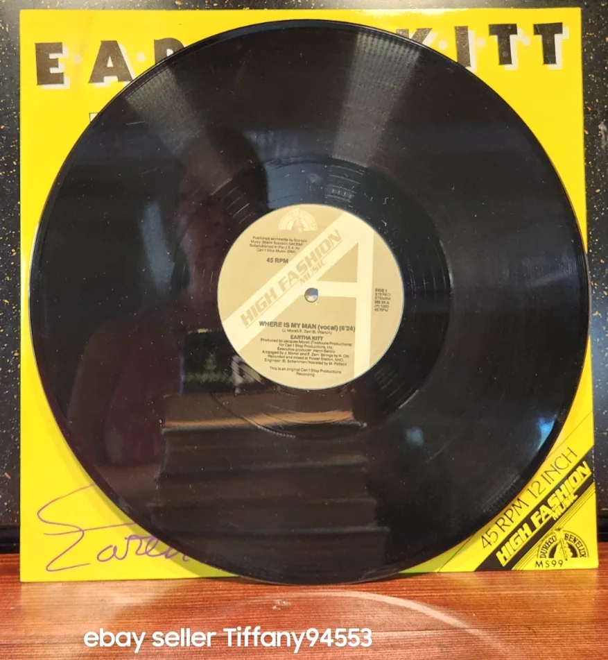 Eartha Kitt AUTOGRAPHED Where is My Man 45 rpm 12" Maxi Single 1983, изображение 5