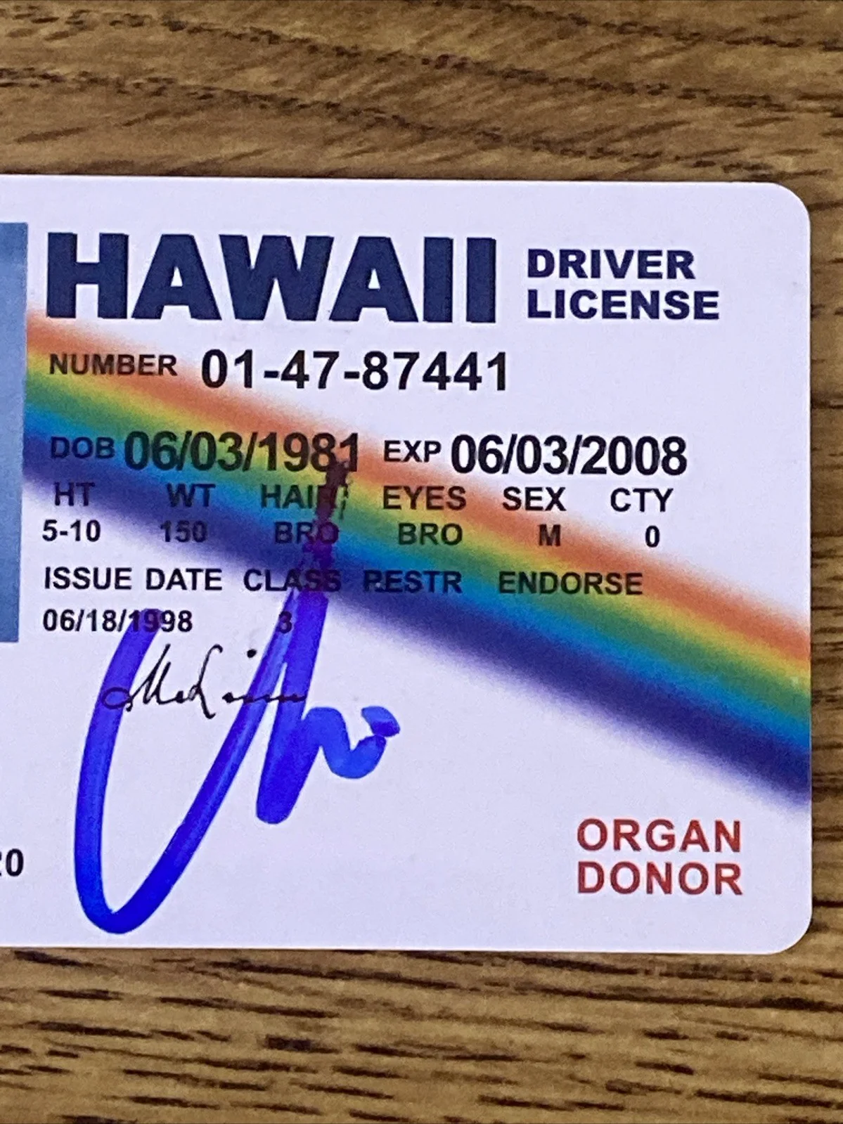 Christopher Mintz-Plasse — Christopher Mintz-Plasse Autographed Mclovin Fake ID License, image 2