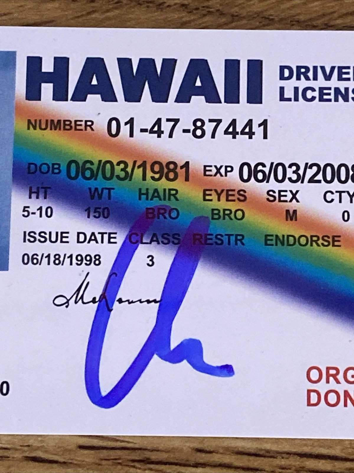 Christopher Mintz-Plasse — Christopher Mintz-Plasse Autographed Mclovin Fake ID License, image 2