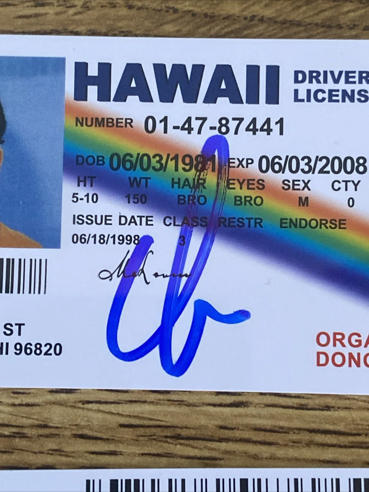 Christopher Mintz-Plasse — Christopher Mintz-Plasse Autographed Mclovin Fake ID License, image 2