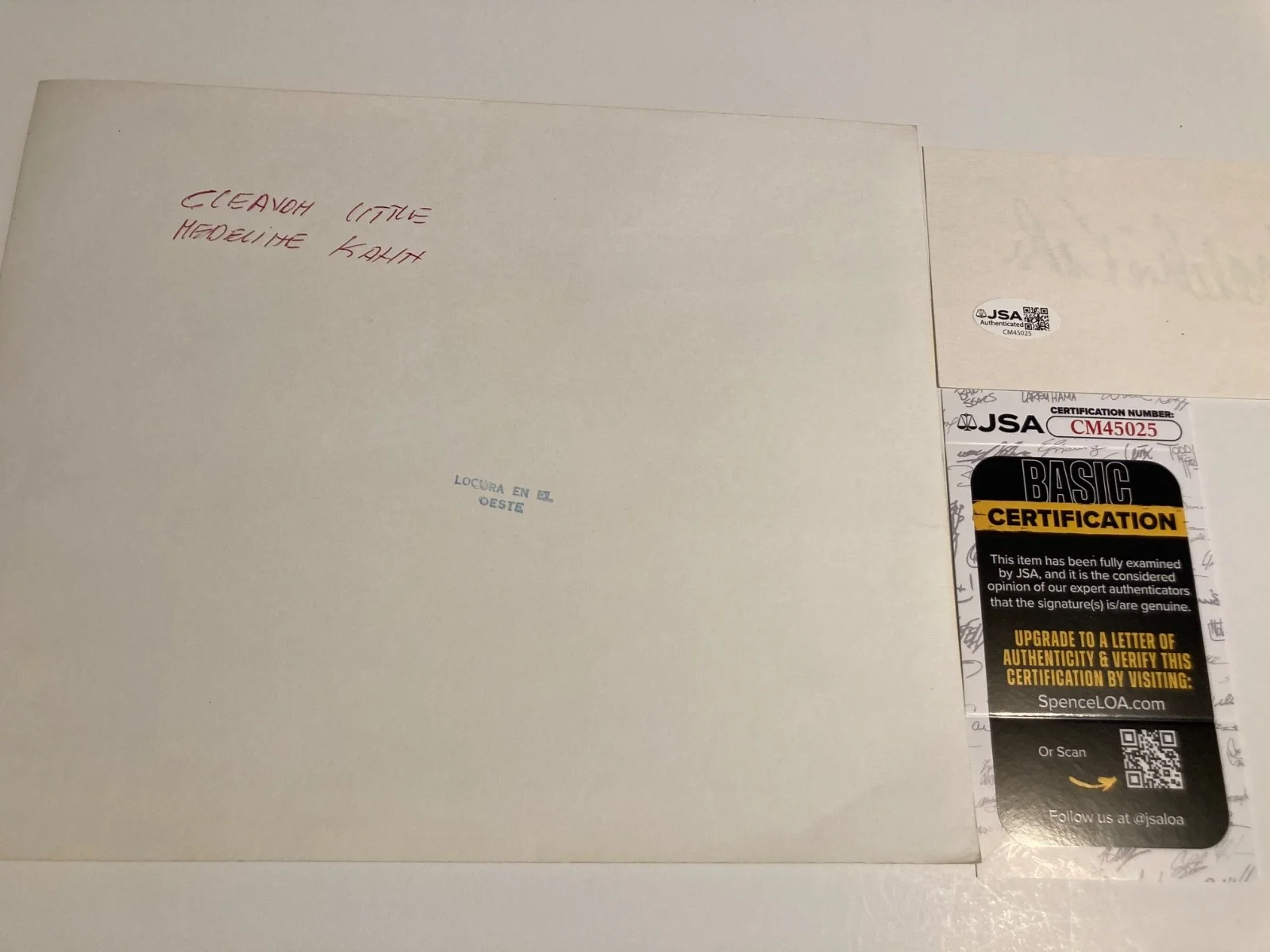 MADELINE KAHN — MADELINE KAHN signed 3x5 card "YOUNG FRANKENSTEIN", "CLUE", "BLAZ JSA#CM45025, изображение 2