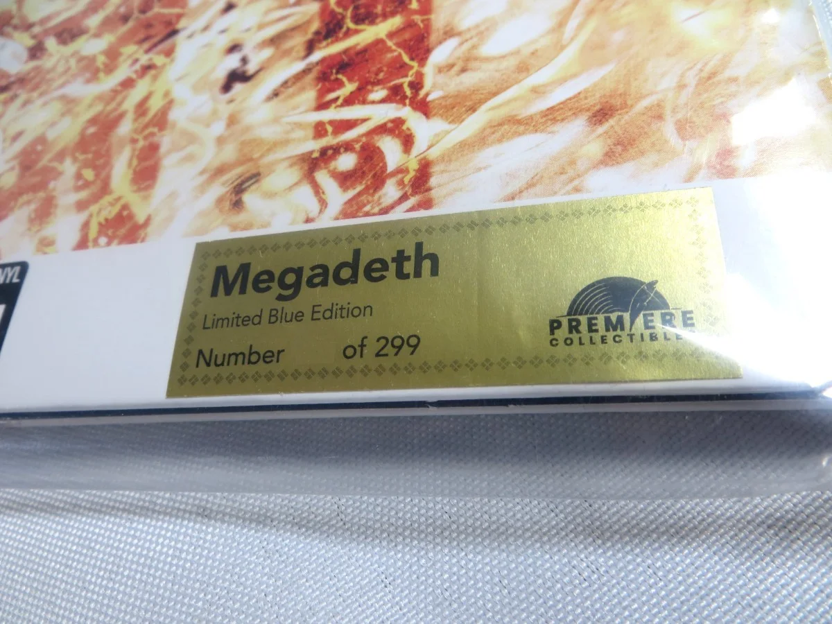 Megadeth Band Signed Autographed Record Album Cover Mustaine +3 Blue /299 JSA, изображение 3