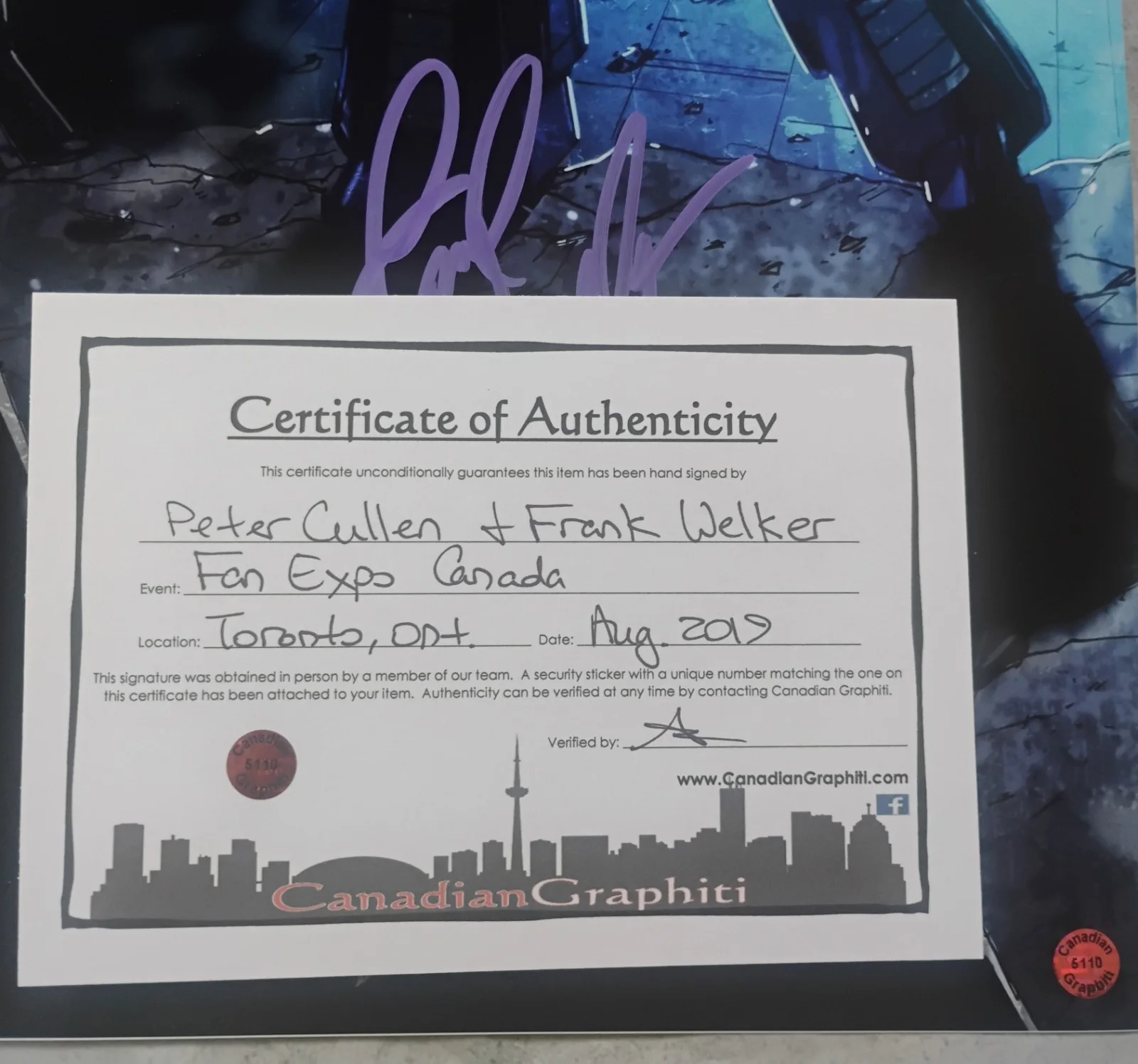 Peter Cullen & Frank Welker Hand Signed Autograph 11x14 Photo COA Transformers, изображение 5
