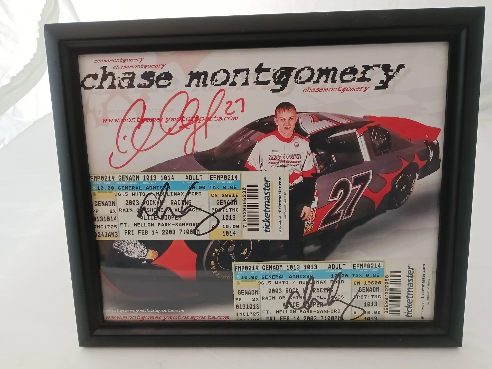 Signed Photo Chase Montgomery #27 & Alice Cooper 2003 Rock & Racing, изображение 2