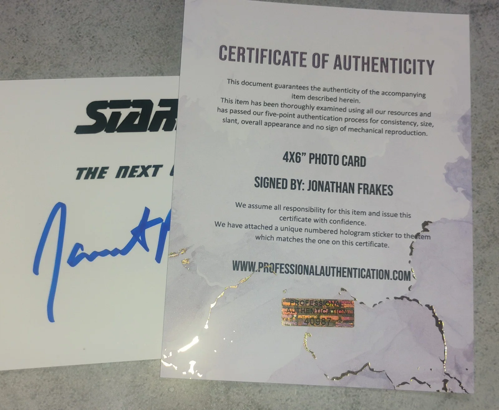 Jonathan Frakes Hand Signed Autograph Photo COA Star Trek NO US TARIFF, image 4