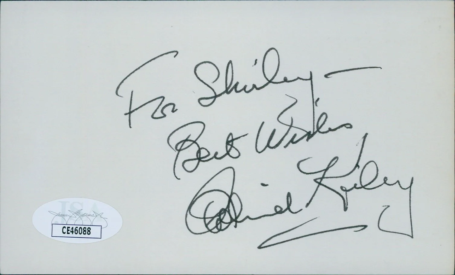Richard Kiley — Richard Kiley Actor Signed 3x5 Index Card JSA Authenticated Personalized