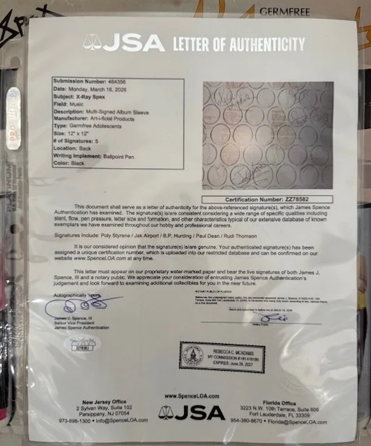 X-Ray Spex : fully signed inner Germ Free Adolescents autographed vinyl JSA Lp, image 3