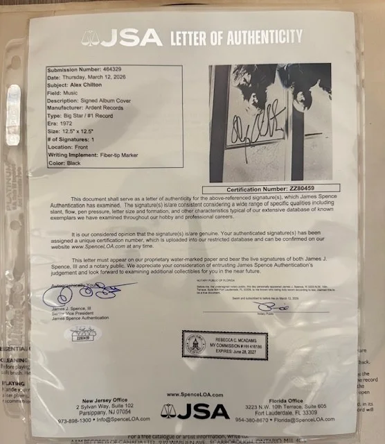 Big Star : signed #1 Record autographed Lp by Alex Chilton vinyl JSA, image 3