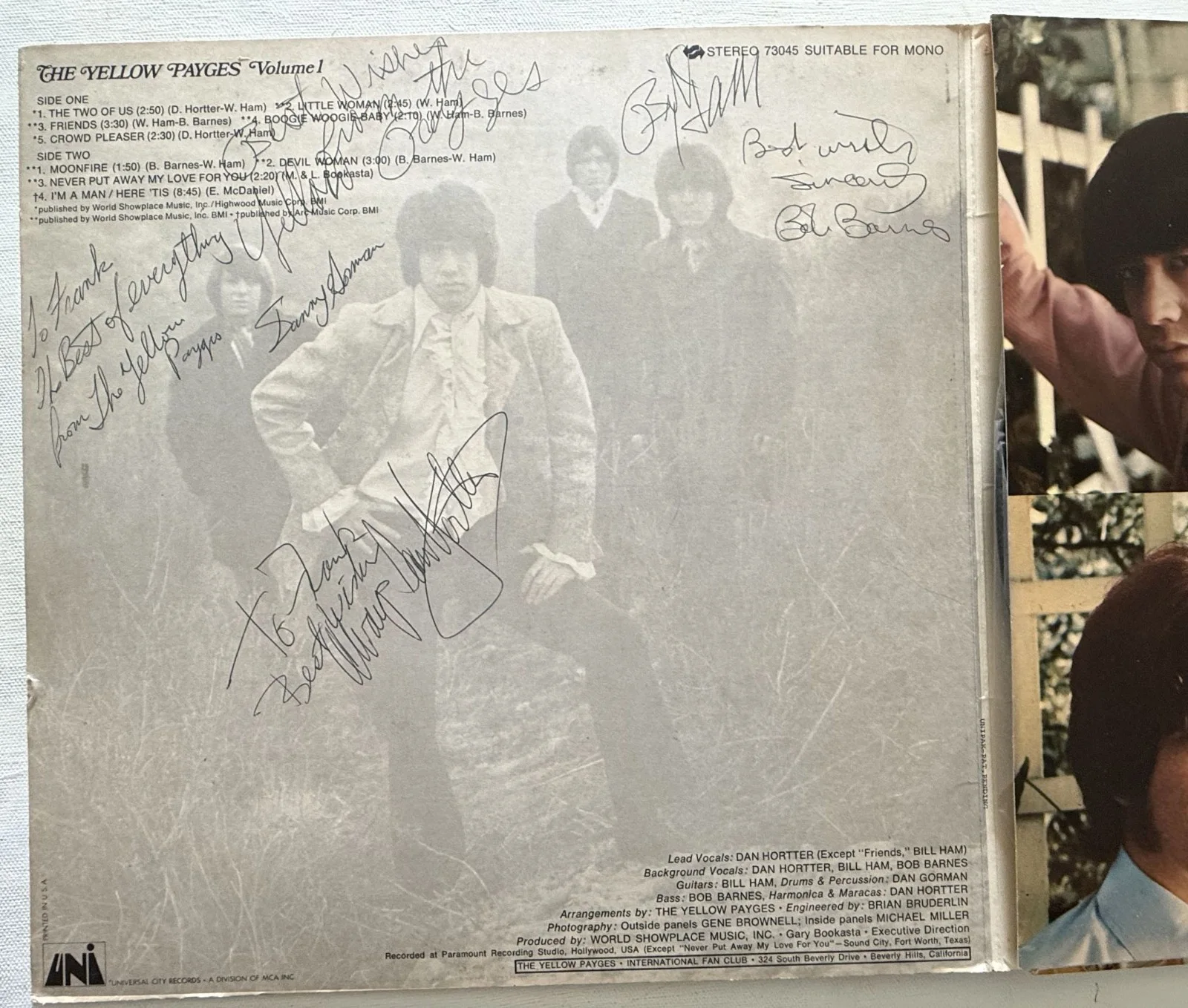 The Yellow Payges Band Signed Autographed "Volume 1" Vintage Record Album, image 2