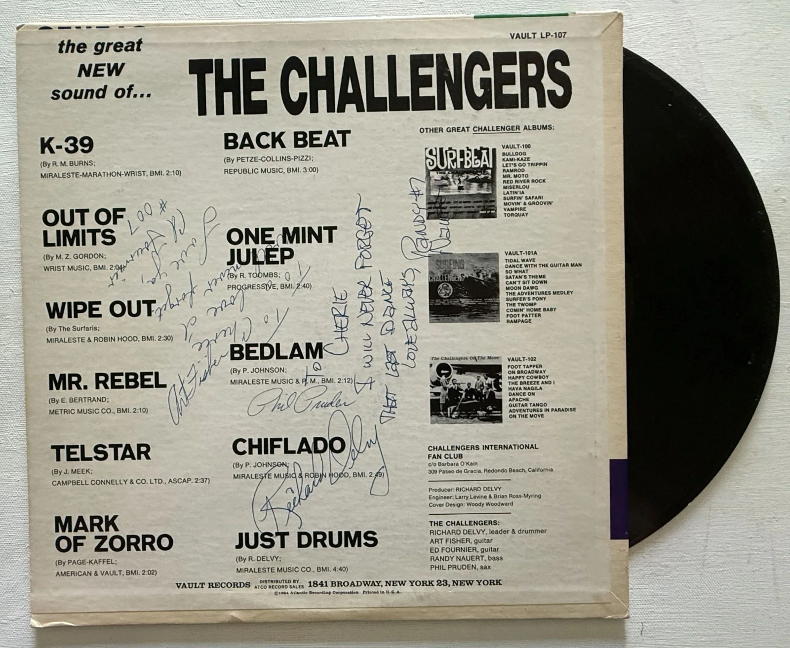 The Challengers Band Signed Autographed "K-39" Vintage Record Album, image 2