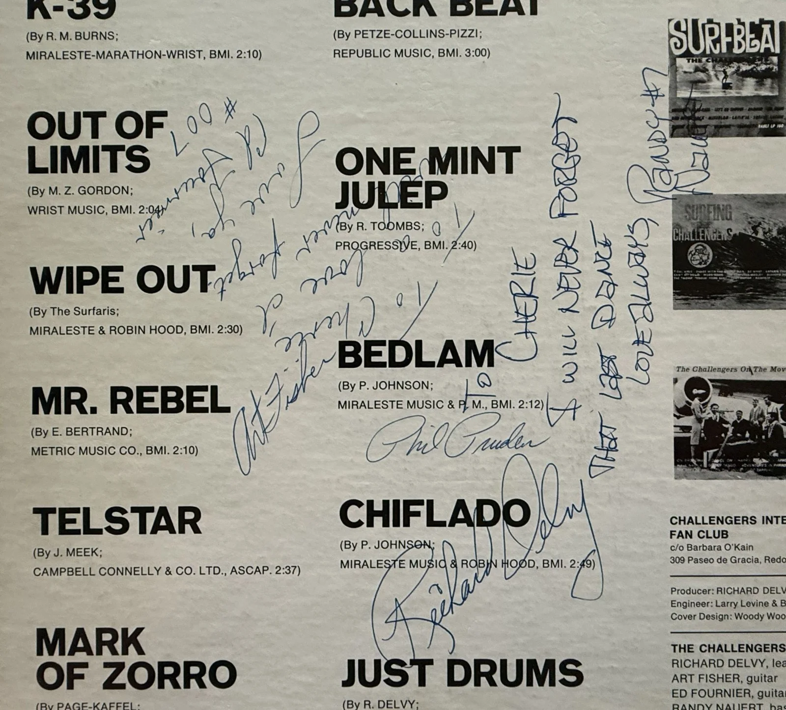 The Challengers Band Signed Autographed "K-39" Vintage Record Album, image 3