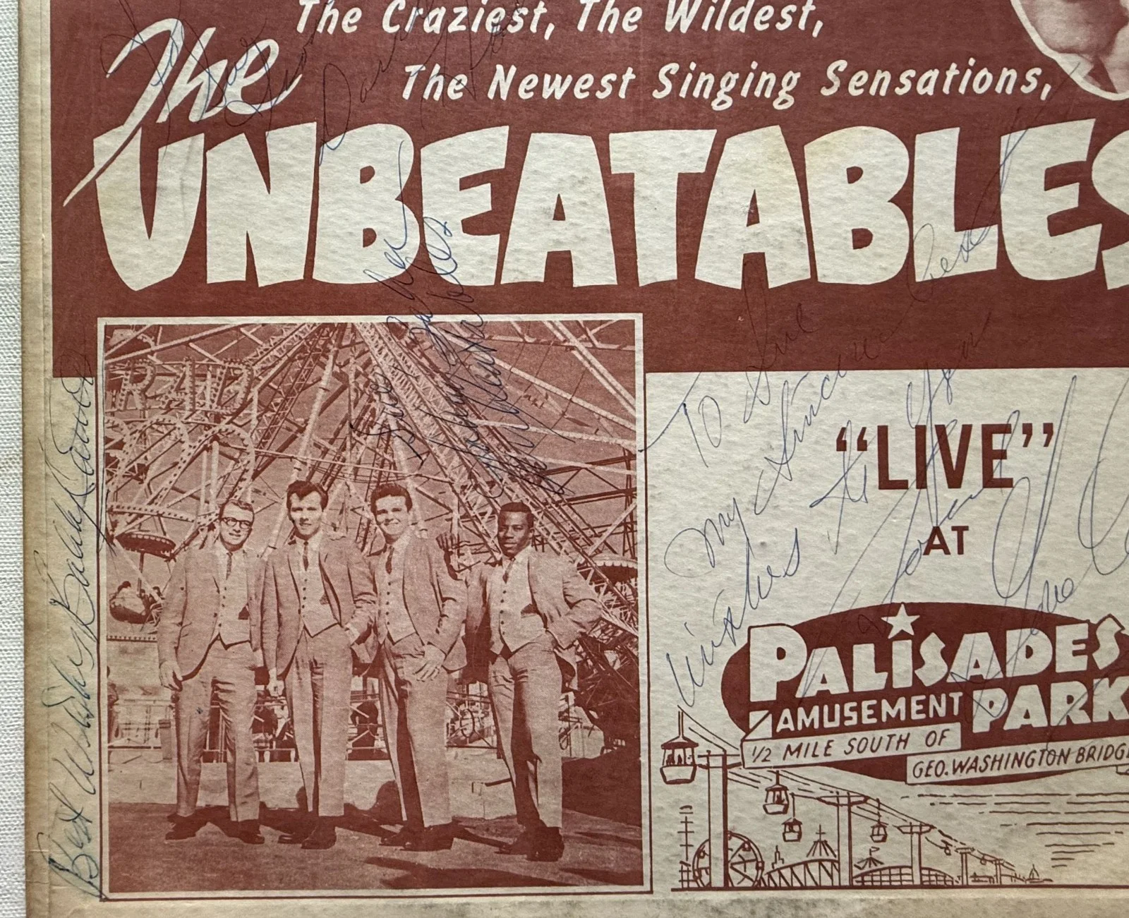 The Unbeatables Band Signed Autographed "Live at Palisades Park" Record Album, изображение 3