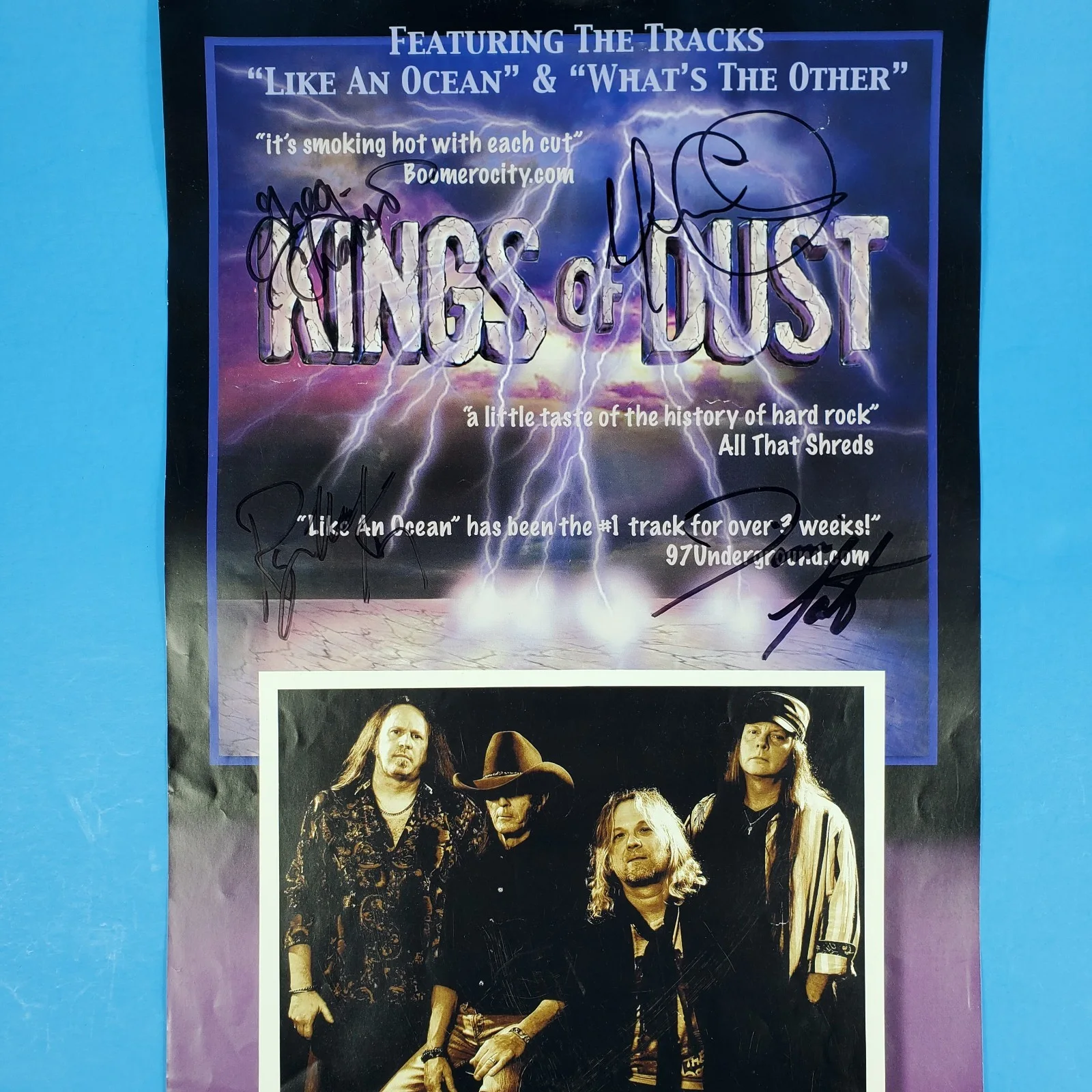 SIGNED Kings of Dust Rock Band Poster Promo Self Titled Album Shock Record 11x17, изображение 2