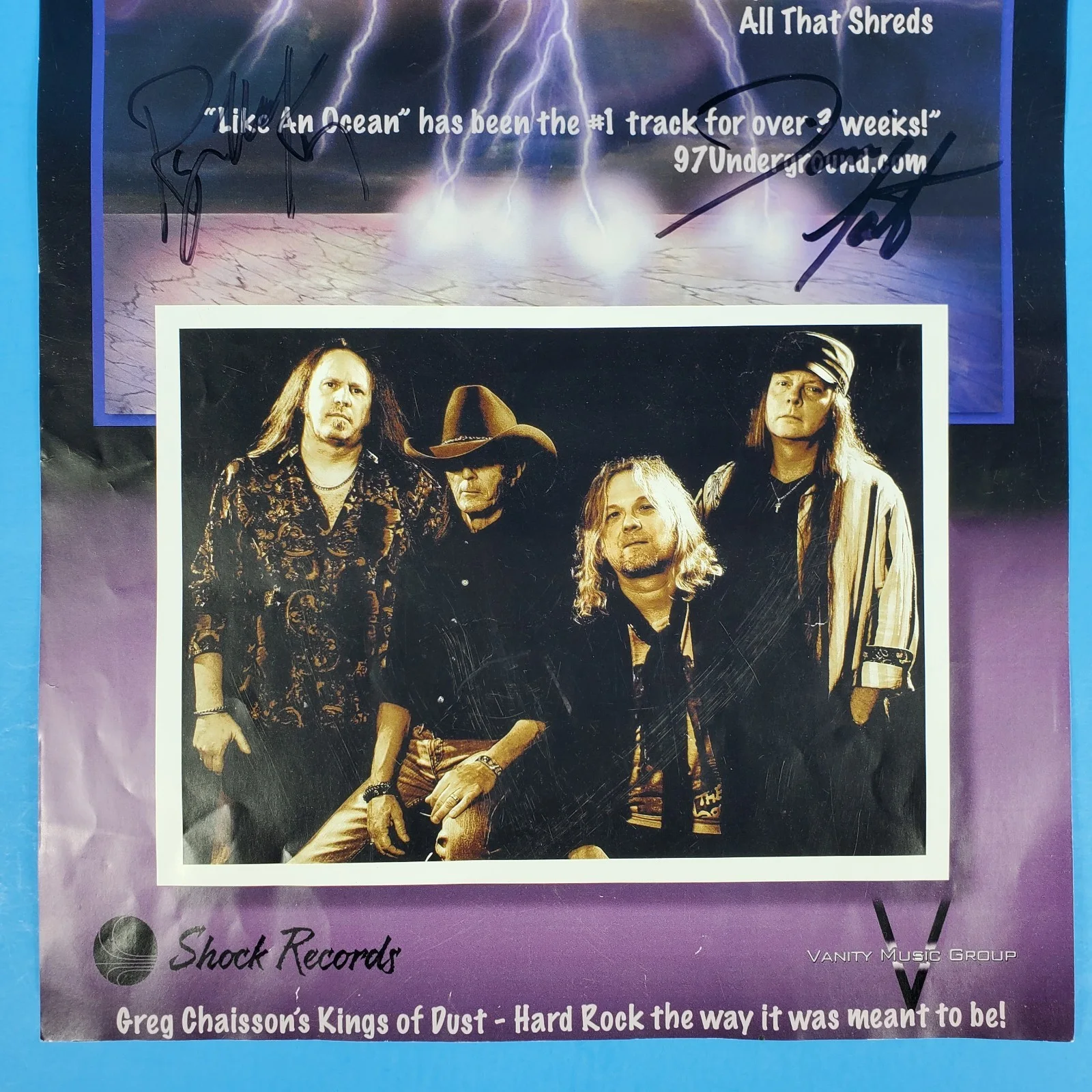 SIGNED Kings of Dust Rock Band Poster Promo Self Titled Album Shock Record 11x17, изображение 3