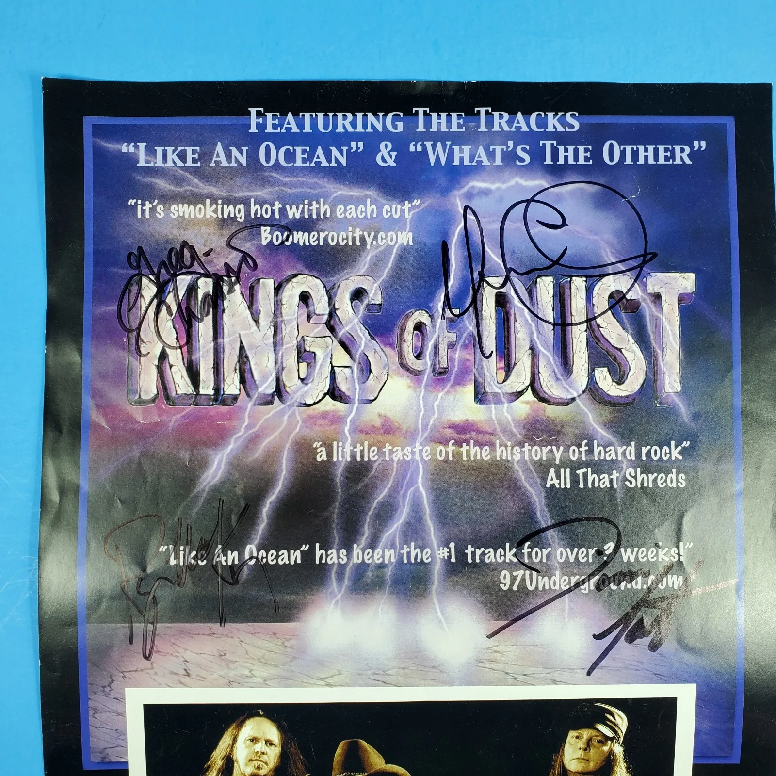 SIGNED Kings of Dust Rock Band Poster Promo Self Titled Album Shock Record 11x17, изображение 4