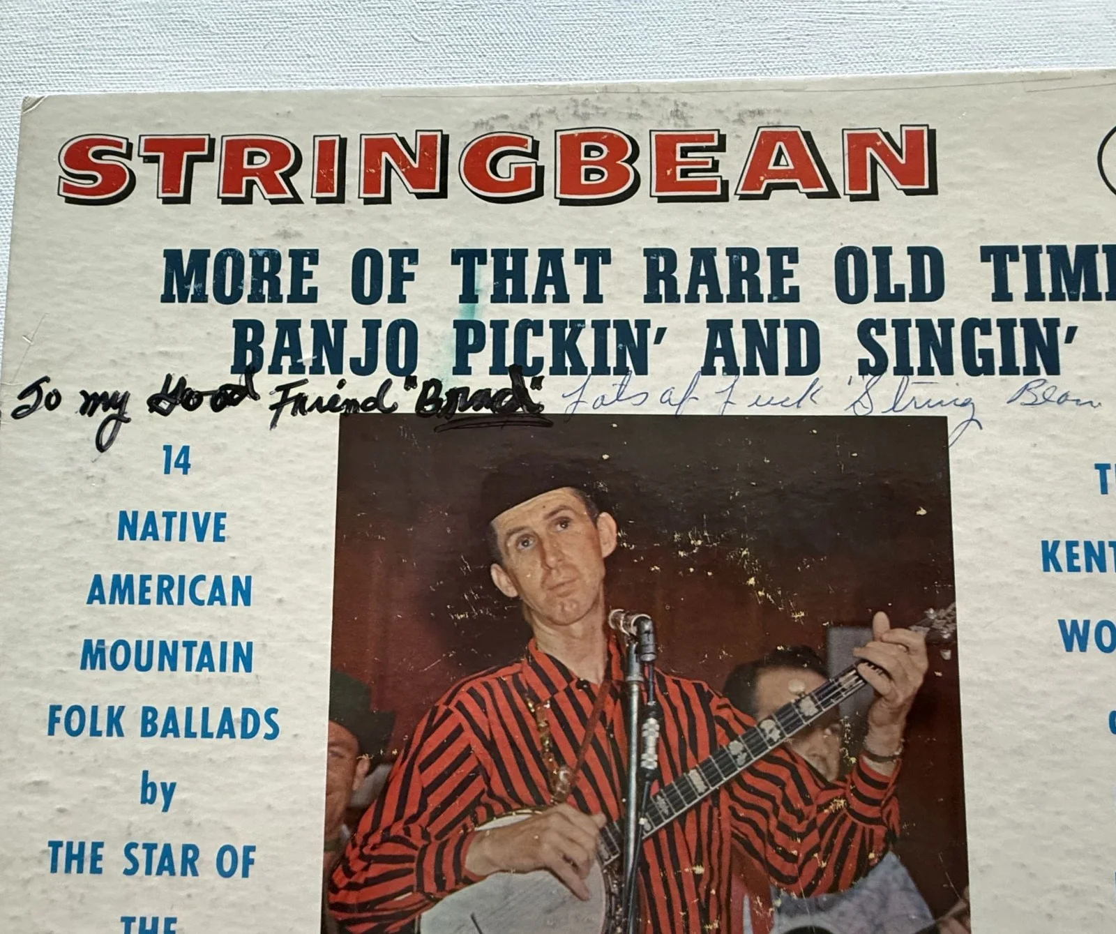 Stringbean Signed Autographed "That Rare Old Time Banjo" Album Cover & Vinyl, изображение 2