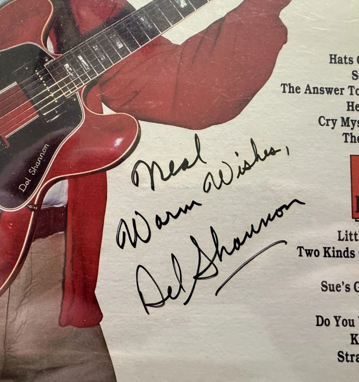 Del Shannon (d. 1990) Signed Autographed "Runaway Hits" Vintage Record Album, image 2