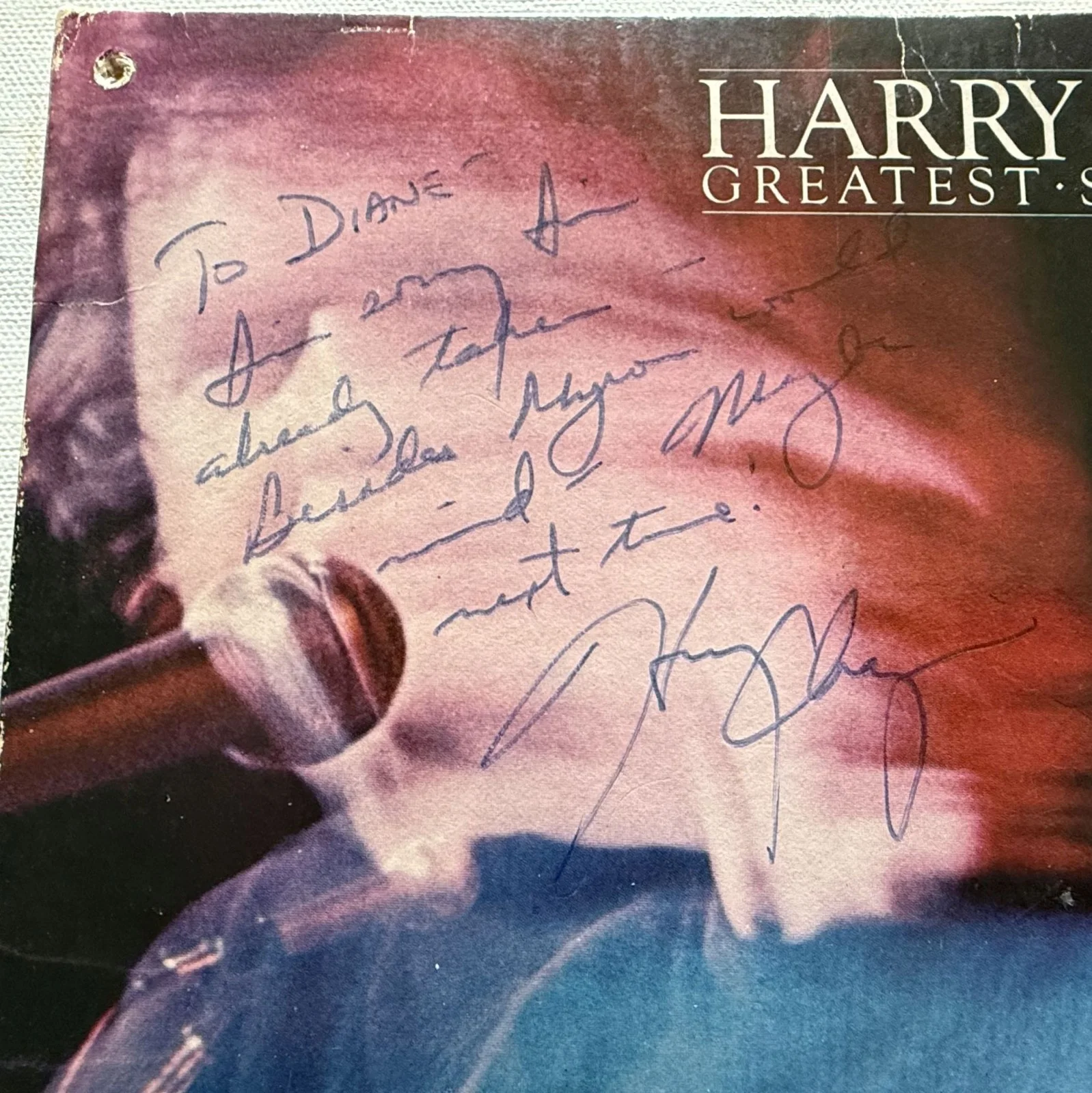 Harry Chapin (d. 1981) Signed Autographed "Greatest Stories Live" Record Album, изображение 2