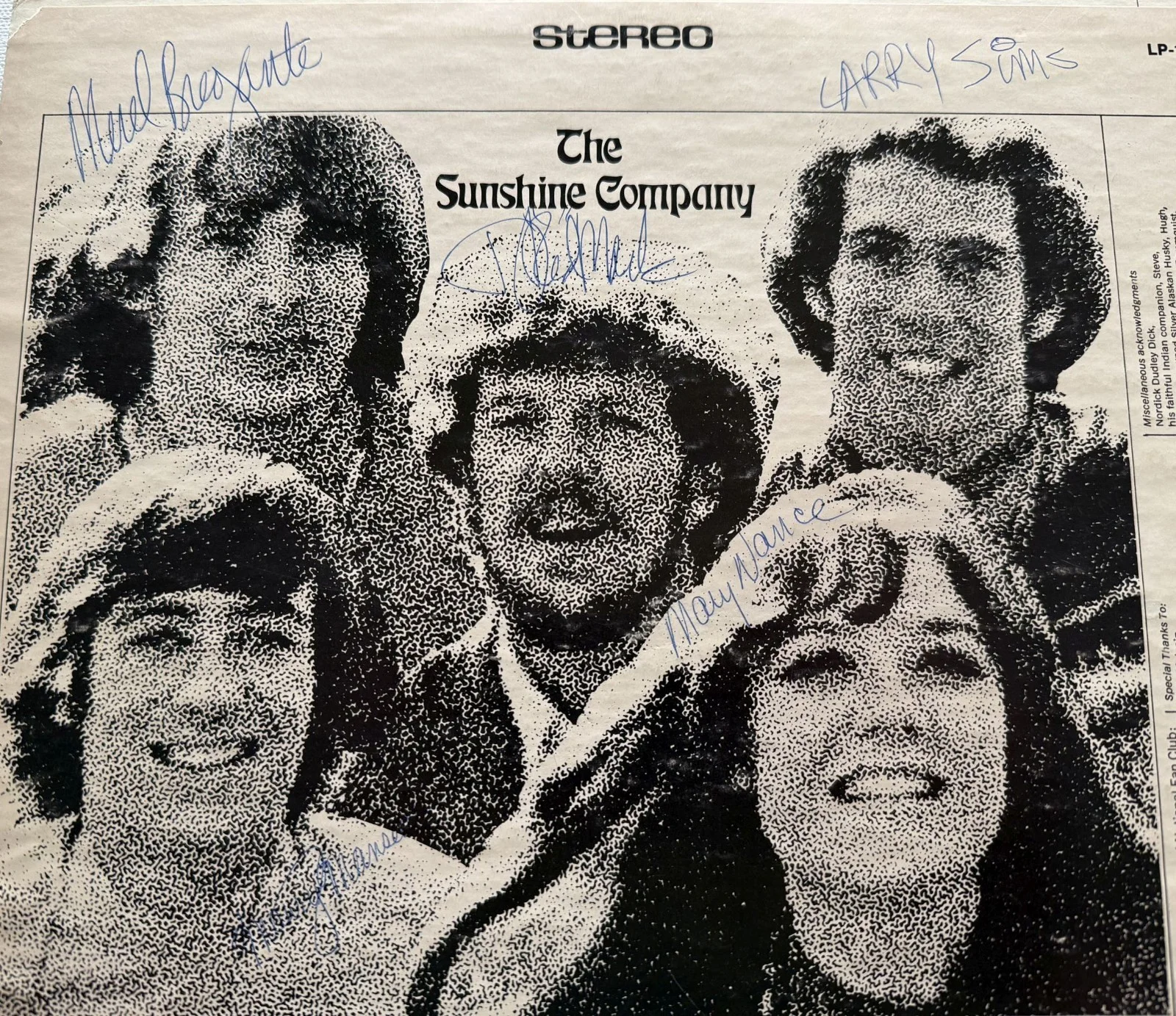 The Sunshine Company Band Signed Autographed "Sunshine Company" Record Album, изображение 4