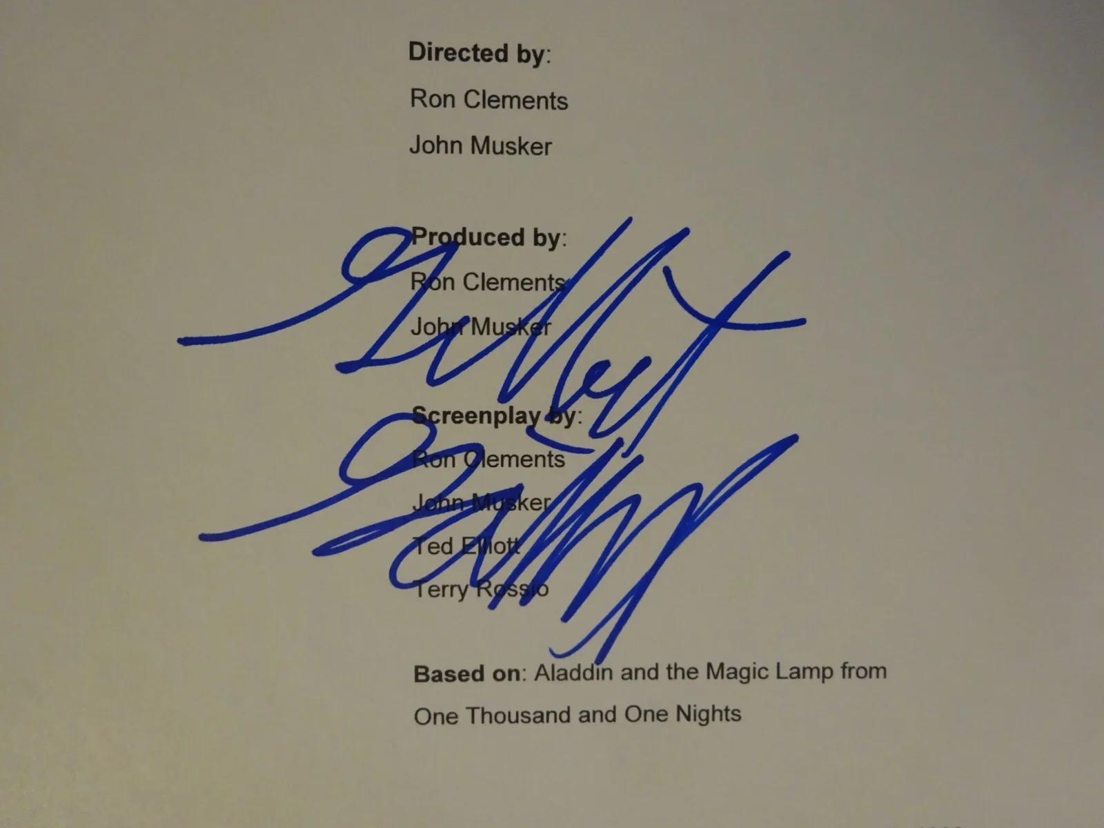 Gilbert Gottfried — Autographed Gilbert Gottfried Signed Disney Aladdin Script Cover Beckett BAS COA, image 4